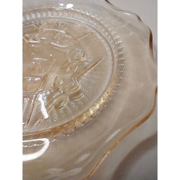 Amber Carnival Glass Jeannette Iris & Herringbone Plate 5 1/2” Marigold - Picture 4 of 10